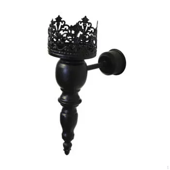 Железный настенный подсвечник для гостиной и камина чёрный