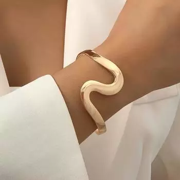 Железный открытый браслет-манжета, простой регулируемый браслет в стиле панк для повседневной носки и вечеринок золотой