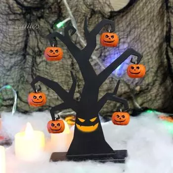Железный пень из тыквы на Хэллоуин с подвесной тыквой, настольный декор, жуткая атмосфера, реквизит для украшения домашней вечеринки Tree