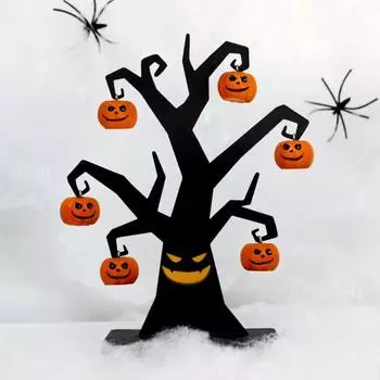 Железный пень из тыквы на Хэллоуин с подвесной тыквой, настольный декор, жуткая атмосфера, реквизит для украшения домашней вечеринки
