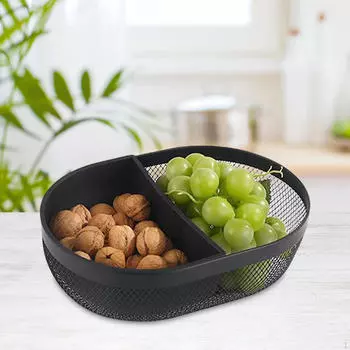Железный поднос для хранения, сетчатая корзина, настольный декор, еда с разделителем, ящик для чёрный