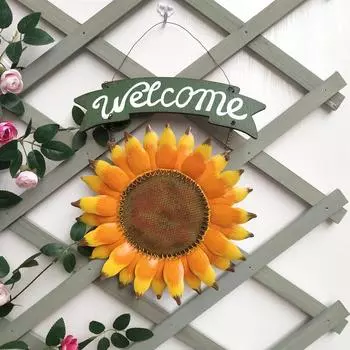 Железный подсолнух, настенные украшения для гостиной, знак ДОБРО ПОЖАЛОВАТЬ, двор, вход, садовые ворота, двери, подвесные украшения
