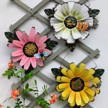 Железный Подсолнух Открытый Забор Вилла Украшение Стены Висит Имитация Цветка белый