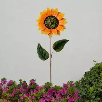 Железный Подсолнух Вращающаяся Ветряная Мельница Открытый Сад Двор Вилла Декор Для Газона Подсолнечник Декоративные Украшения жёлтый