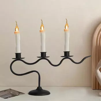 Железный подсвечник с тремя ручками для свечей, канделябров на новоселье, Рождество чёрный