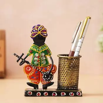 Железный ручной работы раджастханский музыкант маленькая ручка держатель/карандаш держатель/небольшие подарки