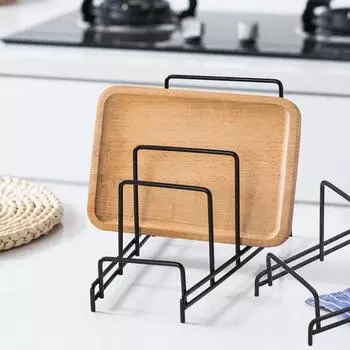 Железный стеллаж для произведений искусства, многослойный, экономящий место органайзер, разделочная доска, крышка для кастрюли, подставка для тарелок, держатель для хранения на кухне, домашний декор