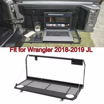 Железный столик для задней двери багажника, подходящий для Jeep Wrangler 2018-2019 JL, монтажный лоток, складная подставка для задней двери, стеллаж для хранения вещей на задней двери