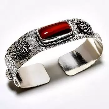 Железный тигровый глаз драгоценный камень 925 посеребренный ювелирный браслет ручной работы-манжета