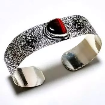 Железный тигровый глаз драгоценный камень 925 посеребренный ювелирный браслет ручной работы-манжета