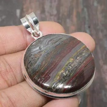 Железный тигровый глаз драгоценный камень стерлингового серебра 925 пробы замечательный ювелирный кулон ручной работы 2.17 Inches