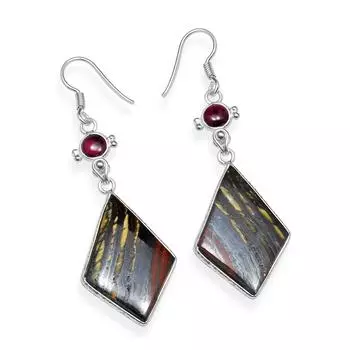 Железный тигровый глаз с крошечным розовым рубеллитом, стерлингового серебра 925 пробы, висячие серьги ручной работы для женщин и девочек