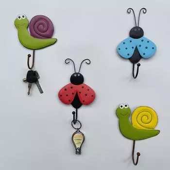 Железный жук, маленькая улитка, настенные декоративные крючки, кухонная стена, вход, декоративная настенная подвеска на дверь, задняя ванная комната, ключи, крючки для одежды