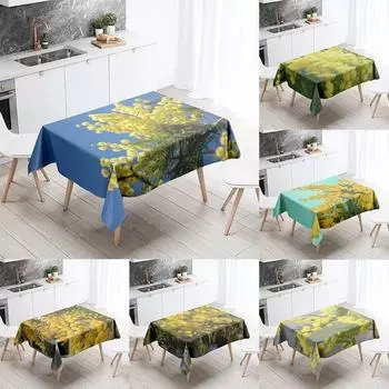 Желтая цветочная скатерть, устойчивая к пятнам, водонепроницаемая прямоугольная скатерть для украшения кухонного стола, домашний декор 40x70cm