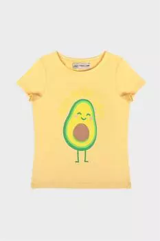 Желтая футболка с принтом авакадо для девочки