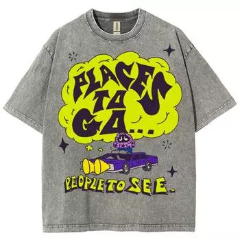 Желтая футболка в стиле аниме с рисунком из мультфильма, женская, свободная, свободного покроя, с коротким рукавом, летняя, базовая, повседневная, уличная S