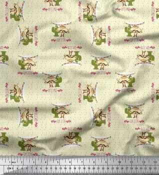 Желтая хлопковая вуаль Soimoi с текстом и тако, ткань для пищевого декора, печатный метр, 56 дюймов 42 Inch Wide - Cotton Voile светло-желтого