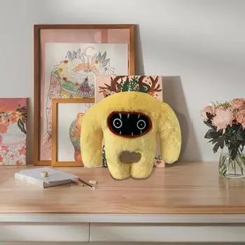 Желтая игровая роль, плюшевая кукла, большой рот, острые зубы, вышивка, нечеткая мягкая полипропиленовая хлопковая набивка, милое украшение для дома, плюшевая милая мягкая мультяшная игрушка жёлтый