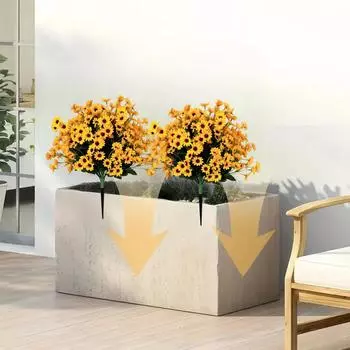 Желтая маргаритка для посадки на земле, имитация цветов, украшение сада, крыльца, террасы; Украшение для сада; Искусственный цветок One Size