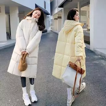Желтая одежда с хлопковой подкладкой, женская одежда средней длины, зимняя новая корейская версия, шикарное утолщенное пальто с хлебом S белый