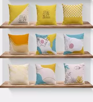 Желтая простая наволочка для украшения общежития, офиса, гостиной, дивана, домашней наволочки 40x40cm