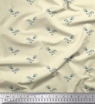 Желтая японская креп-сатиновая ткань Soimoi с художественным принтом бутона и цветочным принтом, ткань для рукоделия шириной 42 дюйма по метрам 42 Inch Wide - Japan Crepe Satin жёлтый