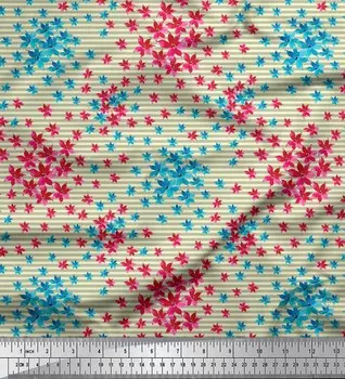 Желтая японская креп-сатиновая ткань Soimoi в полоску и клематис с цветочным декором, ткань с принтом, 42 дюйма 42 Inch Wide - Japan Crepe Satin жёлтый