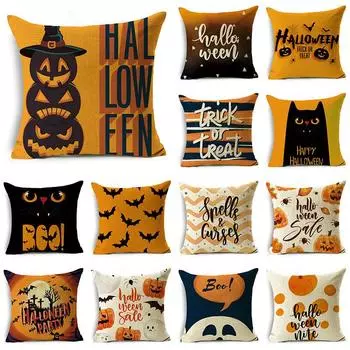 Желтая тыква серии Хэллоуин тематическая наволочка для дивана Чехлы для подушек праздничный подарок вечерние украшения 40*40 см/45*45 см/50*50 см 40x40cm