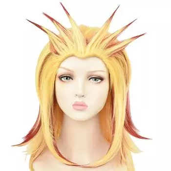 Желто-красный градиентный завитый в обратную сторону косплей-хвост, карнавальный парик One size жёлтый