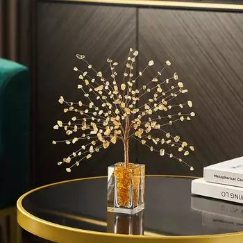 Желтое хрустальное денежное дерево для гостиной, роскошный декор для телевизора и винного шкафа, подарок для нового дома, бесплатная доставка See Option Image