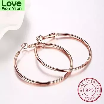 Желтое или розовое золото/серебро Круглая петля Большие круглые креольские серьги-кольца для женщин и девочек Изящные ювелирные изделия Pendientes Aros Gif золотой