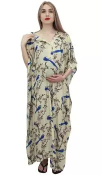 Желтое кимоно для беременных с принтом Bimba Moms, кафтан для кормящих мам макси 10 жёлтый