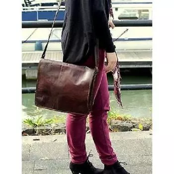 Желтовато-коричневая новая натуральная коричневая кожаная винтажная ретро мужская сумка-мессенджер для ноутбука 15 x 11 x 5 inches коричневый