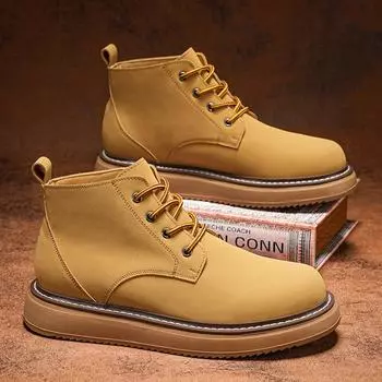 Желтые ботильоны, модные кроссовки, мужские, винтажные, повседневные, дизайнерские, удобные, для отдыха, кожаные, для инструментов, для доски 39 жёлтый