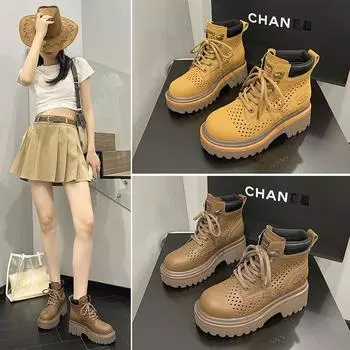 Желтые ботинки Летние классные ботинки Кожаные Doc Martens Inner Booster Shoes Повседневные женские ботильоны 34 жёлтый