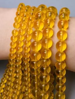Желтые хрустальные бусины Diy Цитрины Браслет Ожерелье 6/10 мм Аксессуары из бисера Круглый натуральный камень Мода Ручная работа для изготовления ювелирных изделий 20/30 шт. 6mm about 30pcs