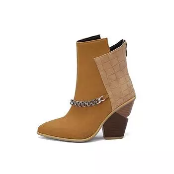 Желтые и черные женские ботильоны на высоком каблуке, большой размер 48 34 коричневый