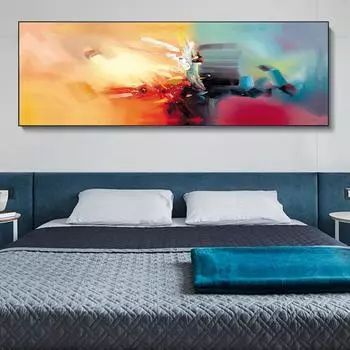 Желтые и синие абстрактные настенные художественные картины на холсте, плакаты и принты, граффити, холст, картины для гостиной, без рамки 20*40cm