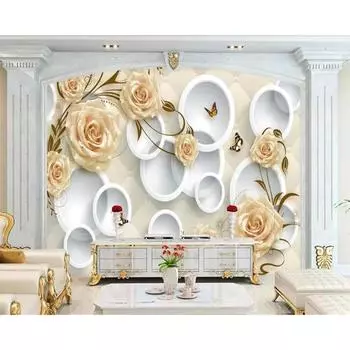 Желтые розы обои виноградная лоза 3d стерео круговые мягкие пакетные обои гостиная спальня фон стены 3d обои 200 cm(W) x 140 cm(H)