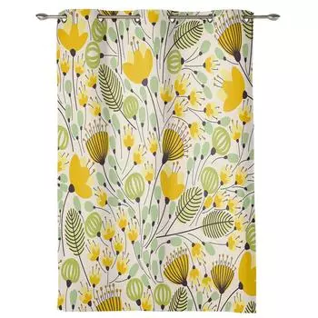 Желтые шторы с геометрической цветочной текстурой для спальни, гостиной, оконные шторы, жалюзи, кухня, домашний декор, шторы 135W x 60H(cm) x1