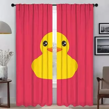 Желтые утиные кухонные шторы для гостиной, украшения на Хэллоуин, шторы для домашнего интерьера, 2 шт., затемняющие шторы для камеры W50xH70cmx2pcs-CL
