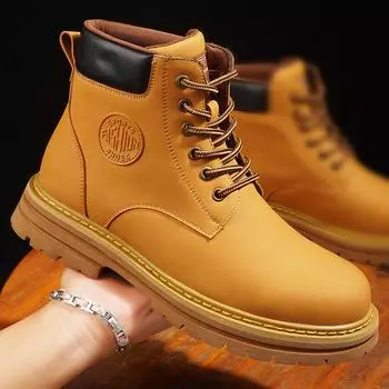 «Желтые высокие ботинки Martin 2025 года унисекс — теплые, с толстой подошвой, нескользящие, в повседневном британском стиле» 41