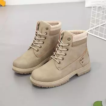 Желтые женские ботинки Martin в британском стиле 2024 года — толстая подошва, большой размер, для всесезонной носки. 38 чёрный