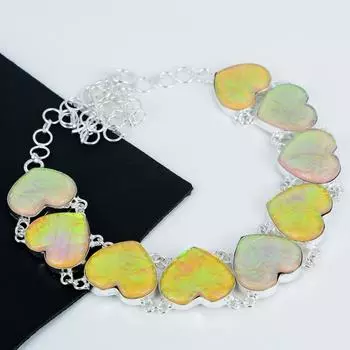 Желтый австралийский триплет опал драгоценный камень ручной работы из стерлингового серебра 925 пробы гальванопластика ожерелье, опаловое сердце серебро для жены унисекс ожерелье подарки 20 жёлтый
