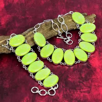 Желтый австралийский тройной опал, браслет и ожерелье, комплект ювелирных изделий, комплект ювелирных изделий, потрясающие украшения из драгоценных камней, украшения ручной работы для свадебного подарка Adjustable With 8 -18 жёлтый