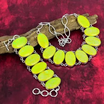 Желтый австралийский тройной опал, драгоценный камень, стерлинговое серебро 925 пробы, ожерелье и браслет, комплект ювелирных изделий, красивые украшения из драгоценных камней ручной работы для любви Adjustable With 8 -18 жёлтый