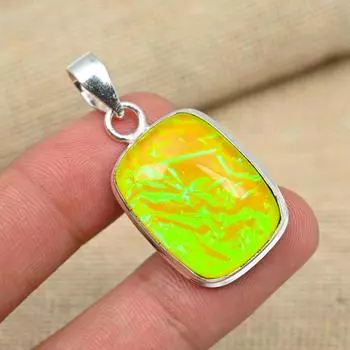 Желтый австралийский тройной опал, драгоценный камень, твердое серебро 925 пробы, ювелирные изделия, необычный кулон ручной работы 1.57 inches жёлтый