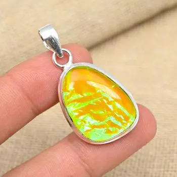 Желтый австралийский тройной опал из твердого серебра 925 пробы, фантастические ювелирные изделия ручной работы, женский кулон 1.57 Inches жёлтый