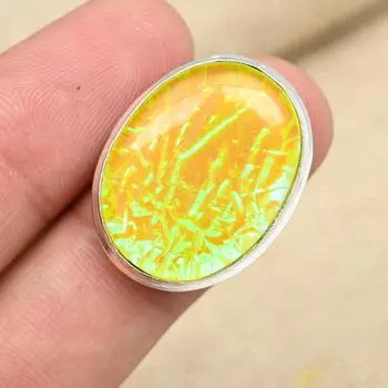 Желтый австралийский тройной опаловый драгоценный камень 925 пробы Серебряное обручальное кольцо ручной работы 4 жёлтый