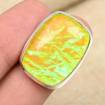 Желтый австралийский тройной опаловый драгоценный камень стерлингового серебра 925 пробы ювелирные изделия ручной работы красивое кольцо для нее 4 жёлтый